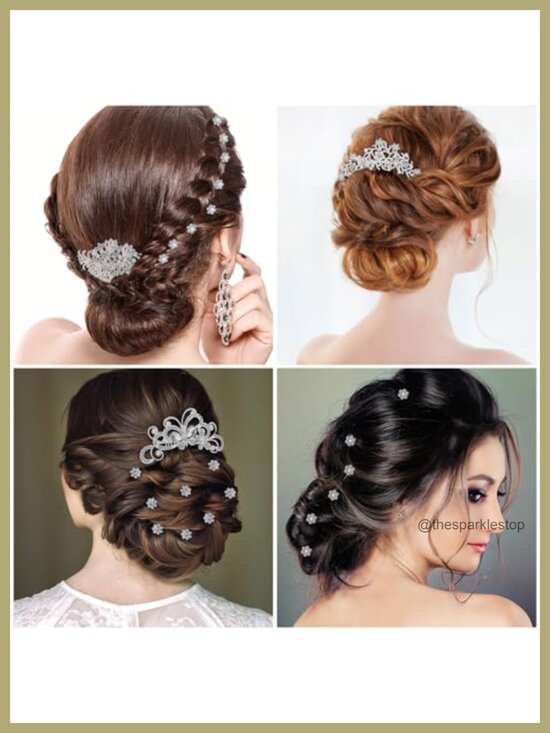 56 Piece Bridal Hair Accessories Set Crystal Pearl Combs Rhinestone Clips